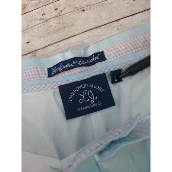 Lauren James Light Blue Poplin Chino Shorts Size Large Summer Preppy Yachtwear - Picture 3 of 9